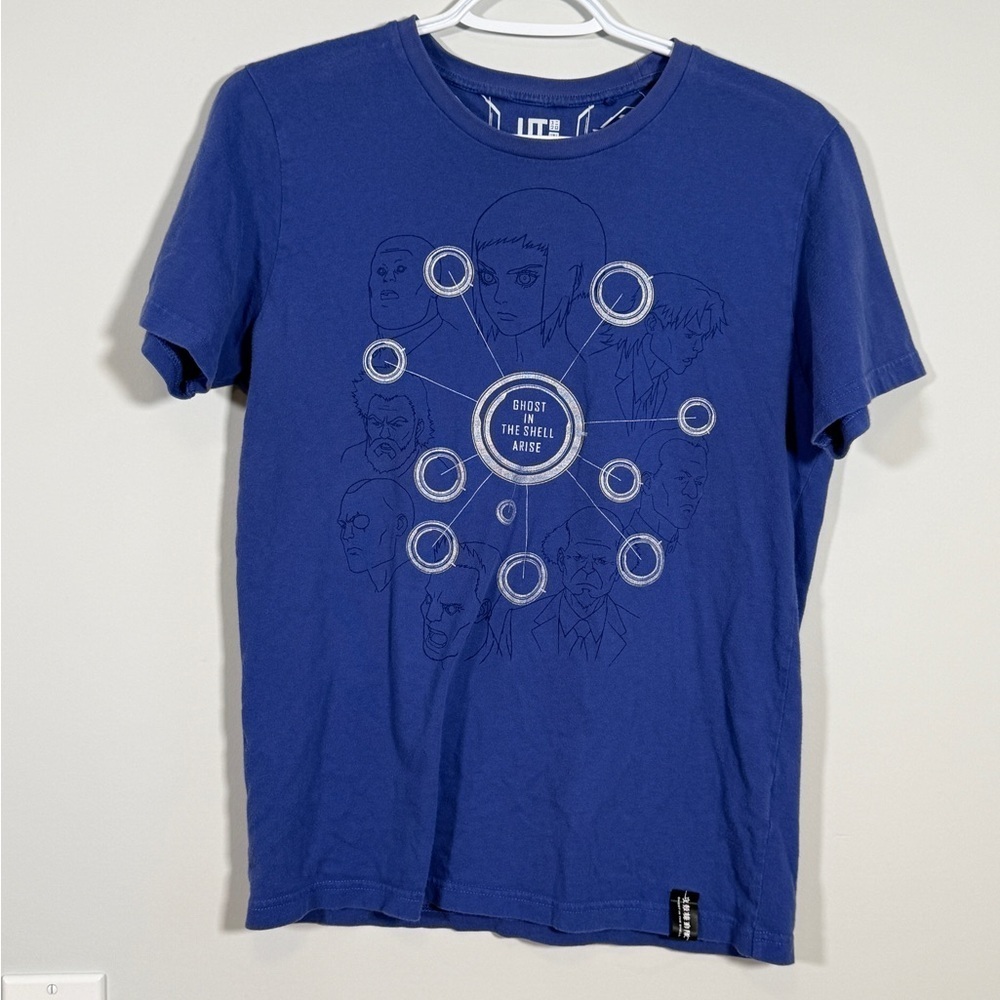 🤖 Uniqlo Ghost‎ in the Shell Arise Shirt Womens Small Blue Anime Graphic Tee UT